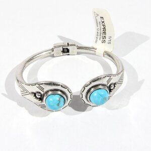 NWT Express Silver Tone Faux Torques Hinge Bracelet